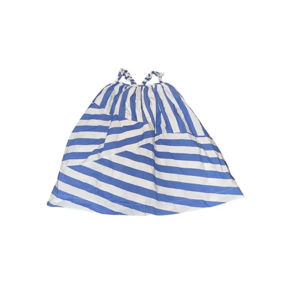 Baby GAP Blue White Stripe Sundress 100% Cotton 18–24 Months Ruffle Straps